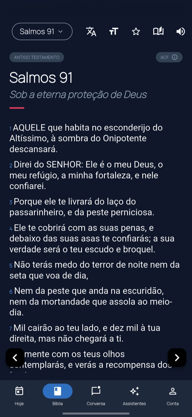 Tela de Bíblia Completa do app Bíblia IA