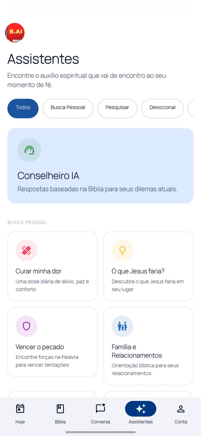 Conselheiro IA do app Bíblia IA