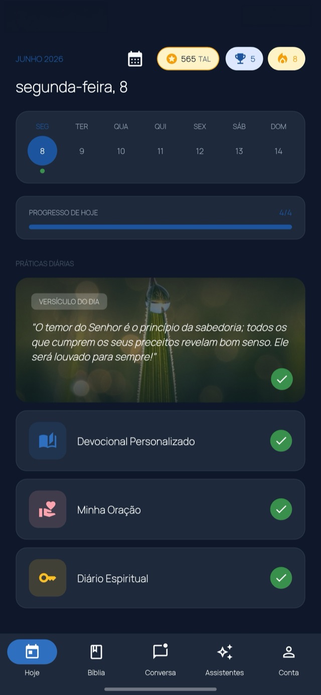 Tela de Devocional Personalizado do app Bíblia IA