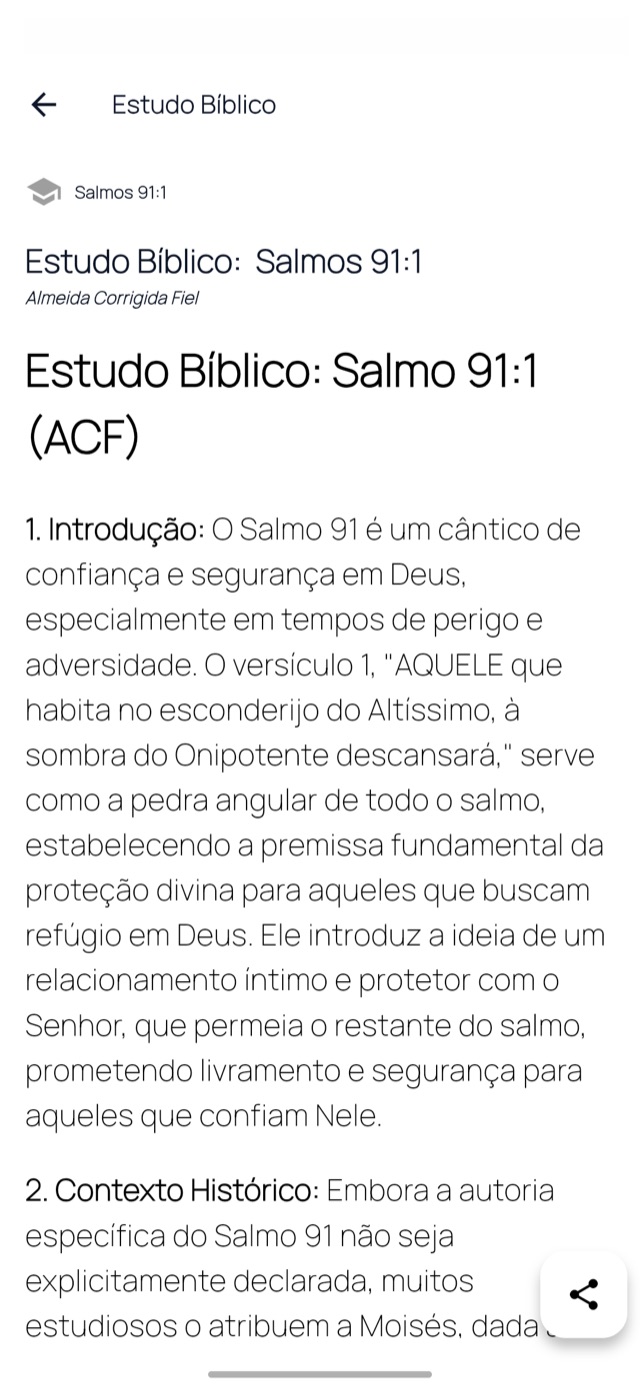 Leitura bíblica versículo por versículo no app Bíblia IA